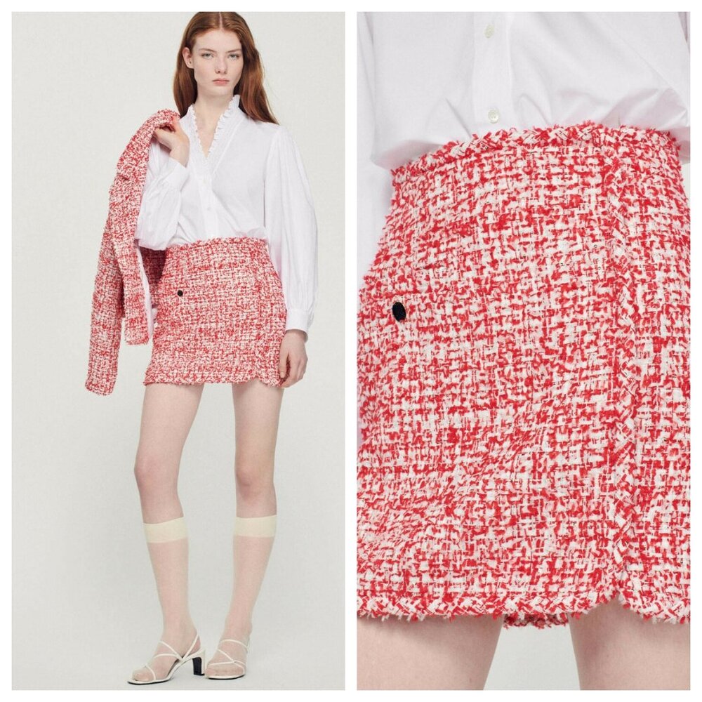 Sandro Merida Tweed Mini Skirt